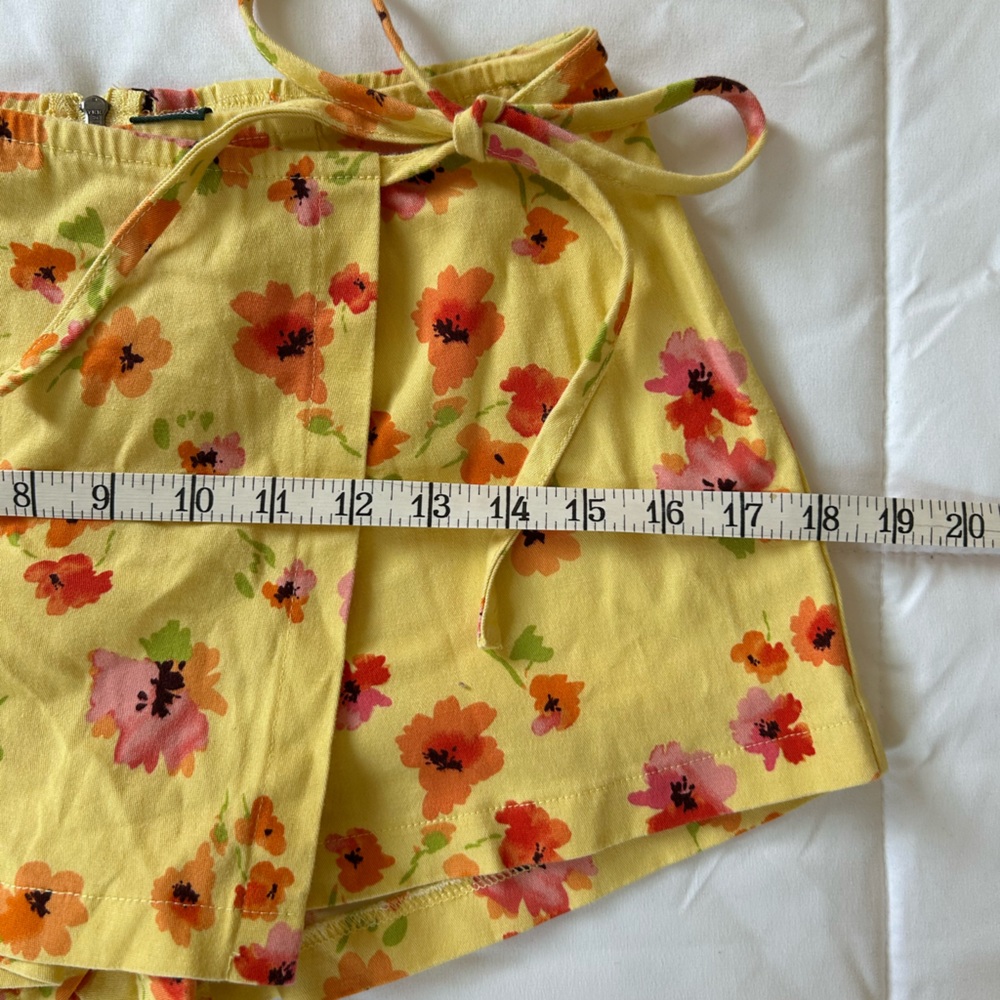 Wild Fable Yellow Floral Wrap Around Bow Tie Front Low Rise Mini Skort - Picture 12 of 15
